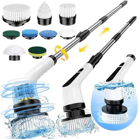 Electric Spin Scrubber – Cordless Shower Cleaner with 9 Brush Heads & Extendable Handle for Bathroom, Tub & Tile